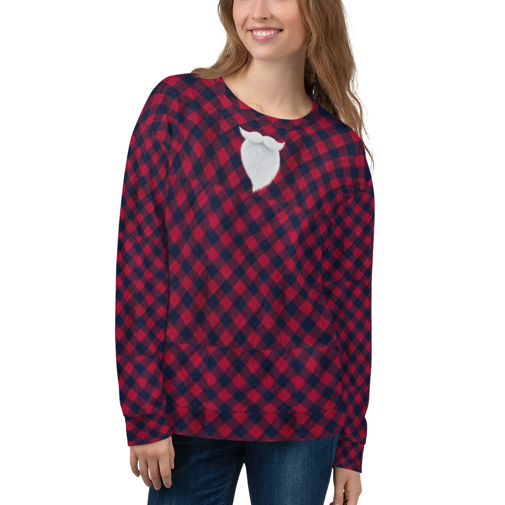 Plaid "Santa" Christmas Shirt. Christmas Sweater Alternative. Unisex Party Sweatshirt or Pullover. WickedYo.